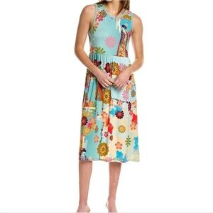 Johnny Was Kingyo Easy Fit Tank Sz M Dress Artsy Japanese Geisha Boho Resortwear